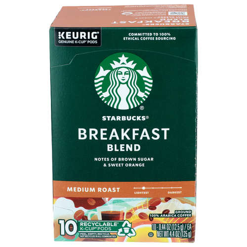 Starbucks Medium Roast Keurig Genuine K-Cup Pods Breakfast Blend - 0.044 Ounce - 10 Count