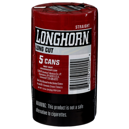 Longhorn Long Cut Straight Moist Snuff - 1.2 Ounce - 5 Count