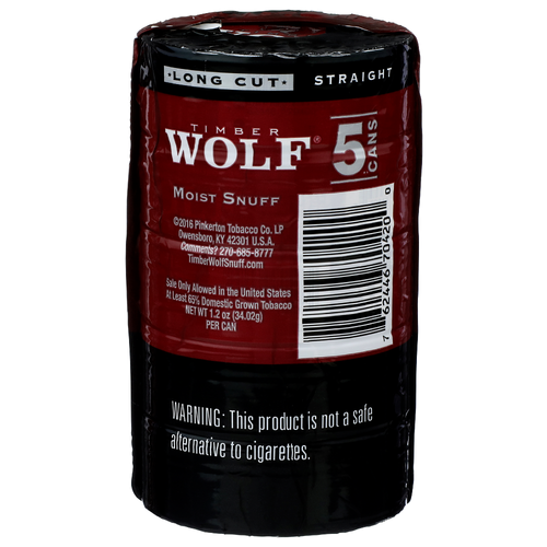 Timber Wolf Straight Moist Snuff - 1.2 Ounce - 5 Count