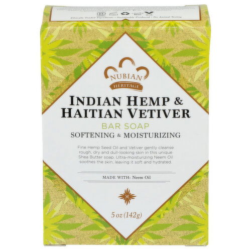 NUBIAN HERITAGE Nho Hemp Bar Soap Indian Hemp & Haitian Vetiver - 5 Ounce