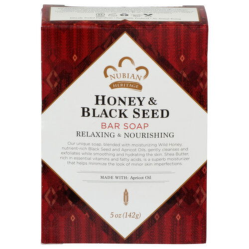 Nubian Heritage Nho Honey Blkseed Bar Soap Honey & Black Seed - 5 Ounce