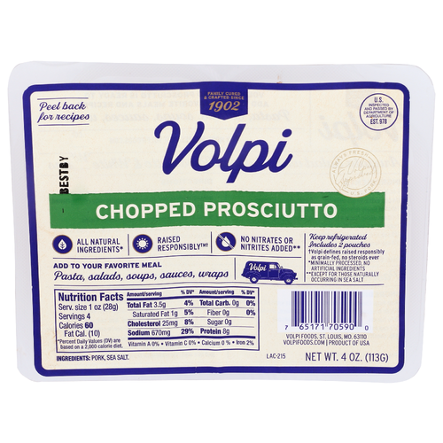 VOLPI Diced Chopped Prosciutto - 2 Ounce - 2 Count