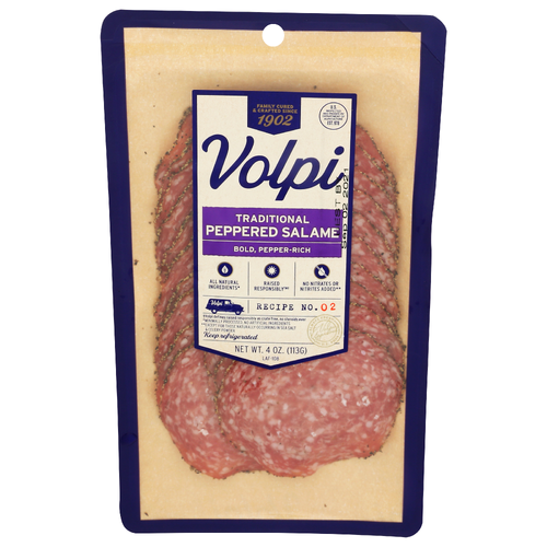 Volpi Sliced Traditional Peppered Salame - 4 Ounce