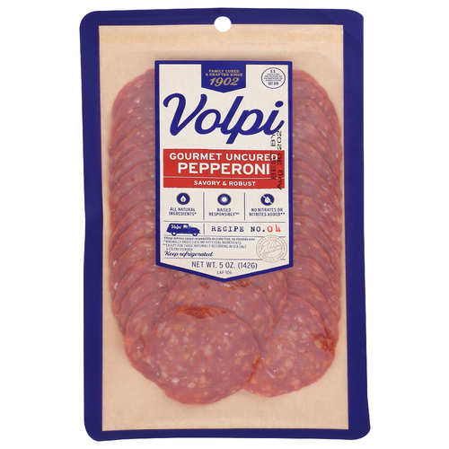 VOLPI Sliced Gourmet Uncured Pepperoni - 5 Ounce