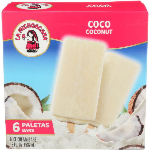 La Michoacana Coconut Ice Cream Bar - 3 Fluid Ounce - 6 Count