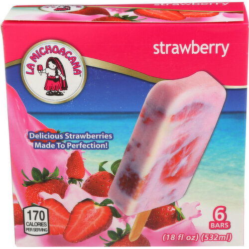 La Michoacana Strawberry Ice Cream Bar - 3 Fluid Ounce - 6 Count