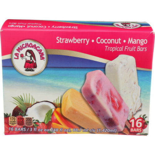 La Michoacana Variety Tropical Fruit Bars - 3 Fluid Ounce - 16 Count