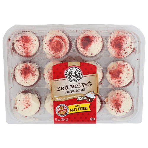 TWO-BITE Vanilla Cream Cheese Soft Cake And Icing Cupcakes Red Velvet - 10 Ounce - 1 Count