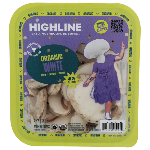 Highline Mushrooms Organic White Sliced - 227 Gram