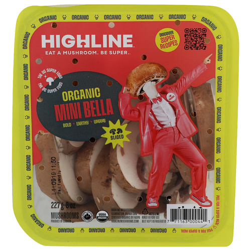 Highline Mushrooms Organic Mini Bella Sliced - 227 Gram
