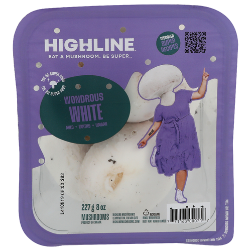 HIGHLINE Wondrous Whole White Mushrooms - 227 Gram