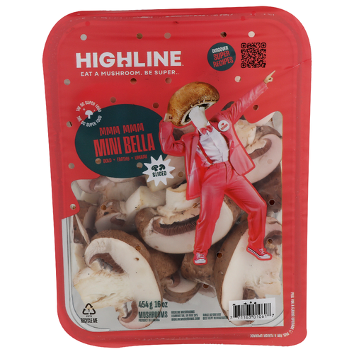 HIGHLINE Sliced Mini Bella Mushrooms - 454 Gram