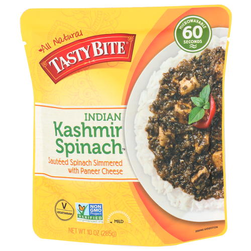 Tasty Bite Sauteed Spinach Simmered With Paneer Cheese Indian Kashmir - 10 Ounce