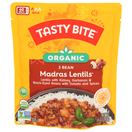 Tasty Bite Indian Entrée Organic Madras Lentils 3 Bean - 10 Ounce Image 1 of 4
