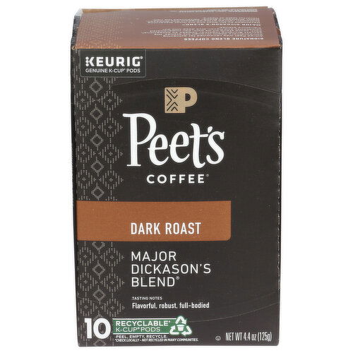 PEET'S COFFEE Major Dickason's Blend K-Cup Pods - 0.44 Ounce - 10 Count