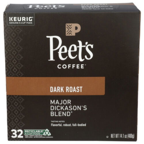 PEET's Coffee Major Dickason's Blend K-Cup - 0.441 Ounce - 32 Count