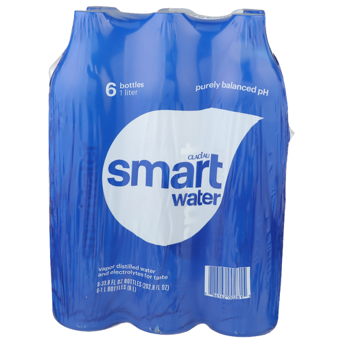 Glaceau Smartwater Vapor Distilled Water - 33.8 Fluid Ounce - 6 Count