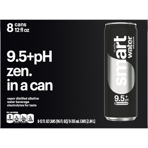 smartwater Alkaline With Antioxidant Water Cans - 12 Fluid Ounce - 8 Count Image 1 of 2