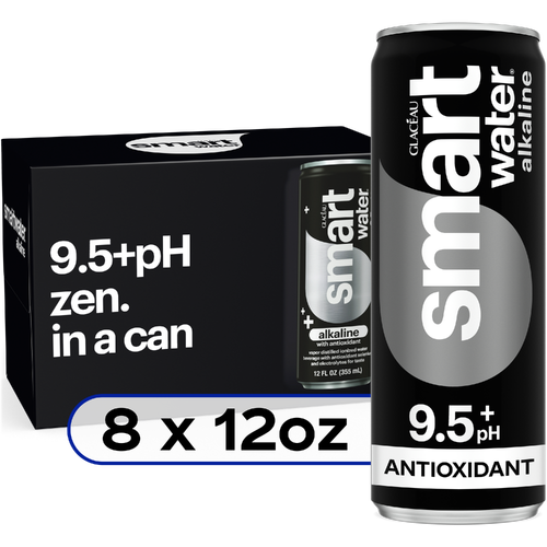 smartwater Alkaline With Antioxidant Water Cans - 96 Fluid Ounce