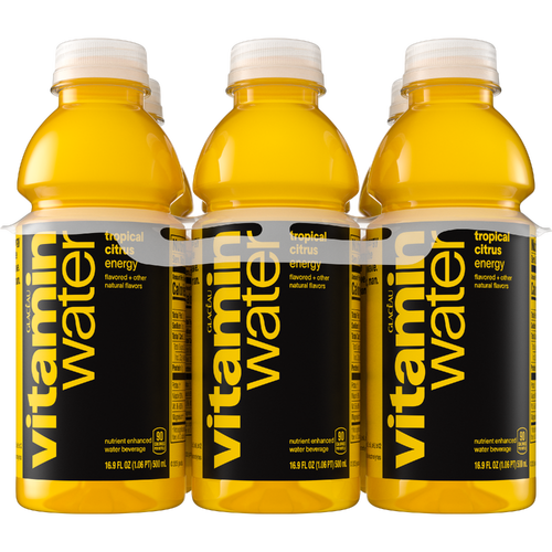 vitaminwater Energy Tropical Citrus Nutrient Enhanced Flavored Water Beverage, Bottles, 6 Pack - 101.4 Fluid Ounce
