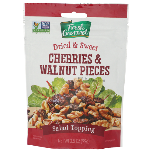 FRESH GOURMET Typical Of Sweetened Dried Cherries And Walnuts. No Off-Flavor Or Odor. Walnut Pieces - 3.5 Ounce