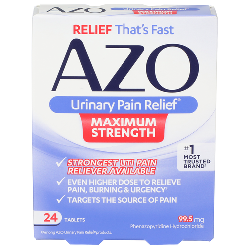 Azo Urinary Pain Relief, Maximum Strength, 97.5 mg, Tablets ( 24 count ) - 24 Each