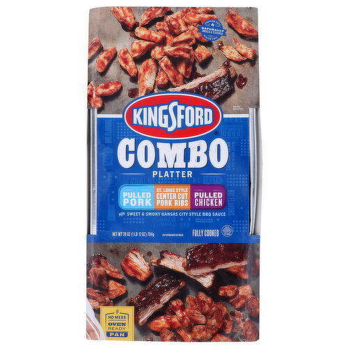 Kingsford Combo Platter, Pulled Pork St. Louis Style Center Cut Ribs Chicken - 28 Ounce