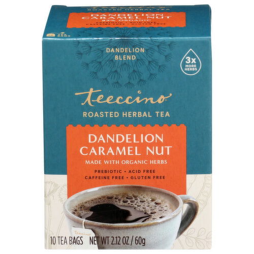 Teeccino Roasted Herbal Tea Dandelion Caramel Nut - 0.212 Ounce - 10 Count