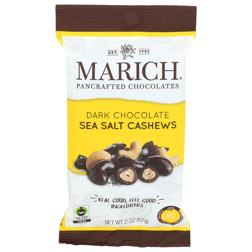 MARICH Chocolate Dark Sea Salt Cashew Panned 2-12. Cashews - 2 Ounce