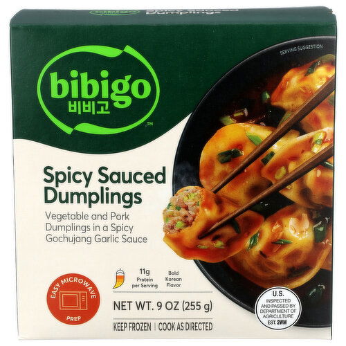 Bibigo Vegetable & Pork Spicy Sauced Dumplings Dumpling Meal - 9 Ounce