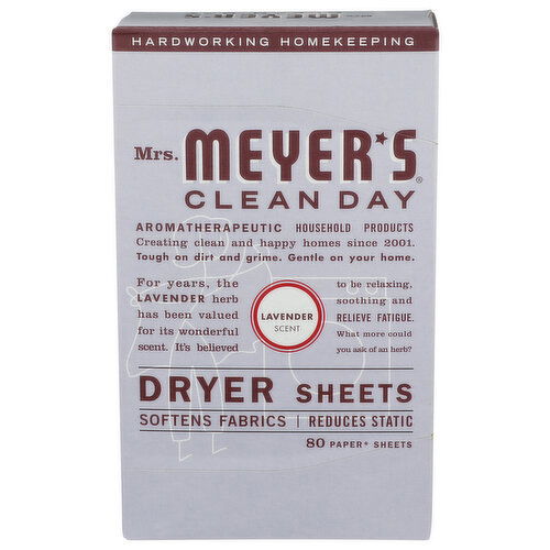 MRS. MEYER's Clean Day Dryer Sheets Lavender Scent - 80 Count