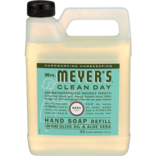 Mrs. Meyer's Clean Day Hand Soap Refill Basil Scent - 33 Fluid Ounce