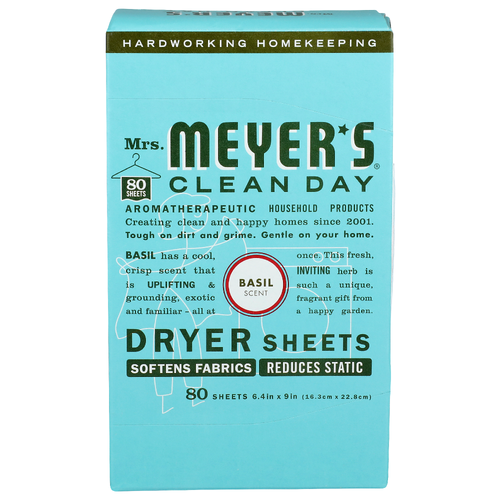 Mrs. Meyer's Clean Day Basil Dryer Sheets - 80 Count
