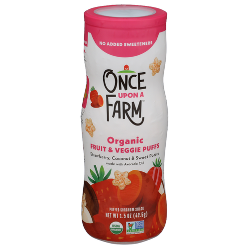 ONCE UPON A FARM Organic Strawberry Squash Coconut & Vanilla Fruit & Veggie Puffs - 1.5 Ounce
