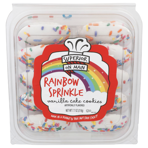Superior On Main Iced Rainbow Sprinkle Vanilla Cake Cookies - 0.77 Ounce - 10 Count