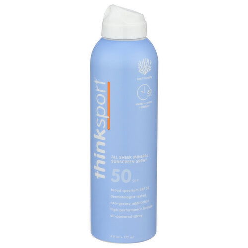 Think Sunscreen Sport All Sheer Mineral Spray Spf 50 - 6 Fluid Ounce