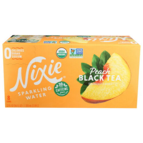 Nixie Sparkling Water Peach Black Tea - 12 Fluid Ounce - 8 Count