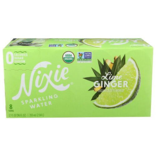 Nixie Sparkling Water Lime Ginger - 12 Fluid Ounce - 8 Count