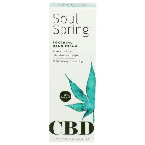 Soulspring Eucalypus, Rosemary Mint Therapeutic Topicals Cream Hand Cbd - 73 ml