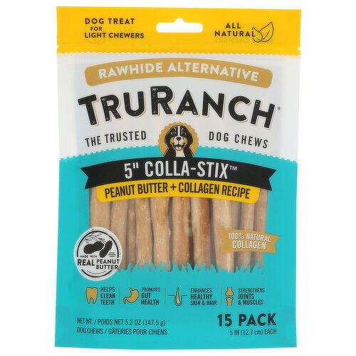 TruRanch Peanut Butter & Collagen Stix Dog Chews - 0.347 Ounce - 15 Count Image 1 of 2