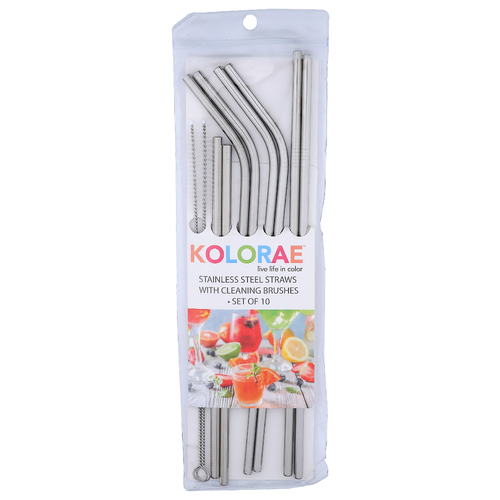 Kolorae Stainless Steel Straws With Cleaning Brushes - 10 Count Image 1 of 2