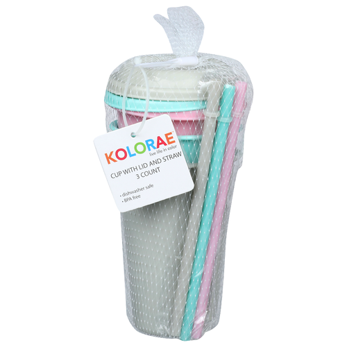 Kolorae Cup With Lid And Straw - 3 Count