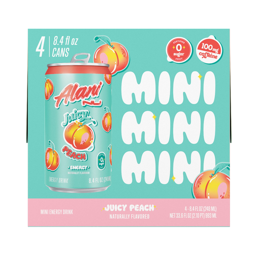 Alani Nu Energy Drink Juicy Peach, X 4 - 33.6 Fluid Ounce