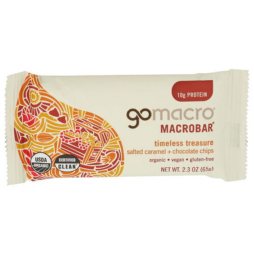 Gomacro Salted Caramel + Chocolate Chips Macrobar Certified Usda Organic, Vegan, Gluten-Free Nutritional Bar Multipack - 2.3 Ounce