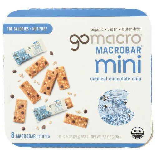 GOMACRO Oatmeal Chocolate Chip macrobar Mini Multipack - 0.9 Ounce - 8 Count