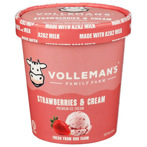 VOLLEMAN's Family Farm Strawberries & Cream Ice - 1 Pint