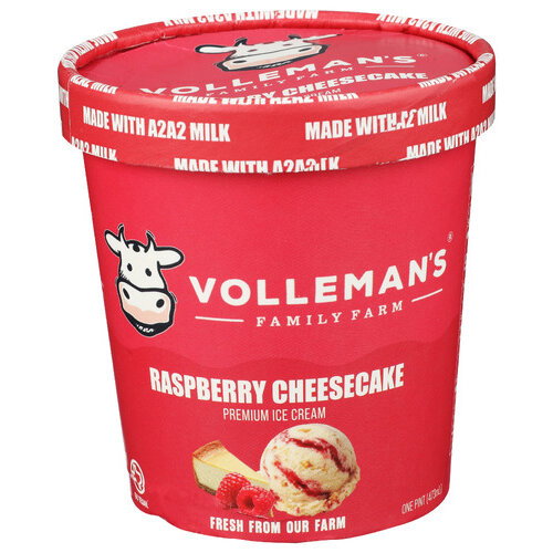 VOLLEMAN's Family Farm Raspberry Cheesecake Ice Cream - 1 Pint