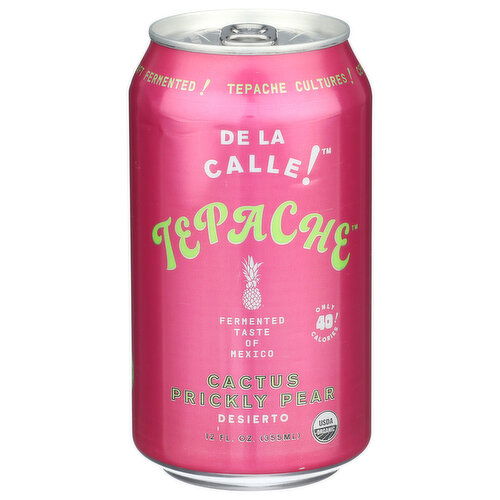 DE LA CALLE! Pear Prickly Cactus Carbonated Organic Probiotic Tepache Drink, Desierto - 12 Fluid Ounce