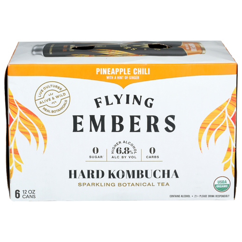 Flying Embers Pineapple Chili Sparkling Botanical Tea - 12 Ounce - 6 Count