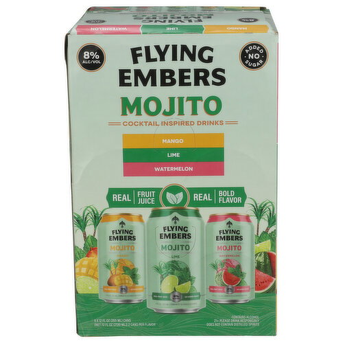 Flying Embers Mango, Lime, Watermelon Sparkling Ready To Drink Cocktail - 12 Fluid Ounce - 6 Count Image 1 of 2